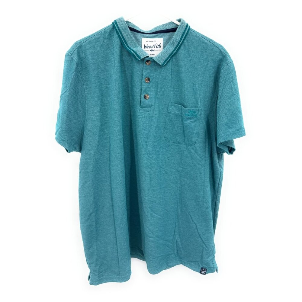 Weird Fish Polo Shirt Mens 2XL XXL Blue Green Golf‎